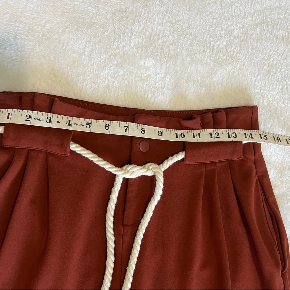 DownEast Women's Rust Paperbag Waist Pants. #013 - Picture 8 of 11